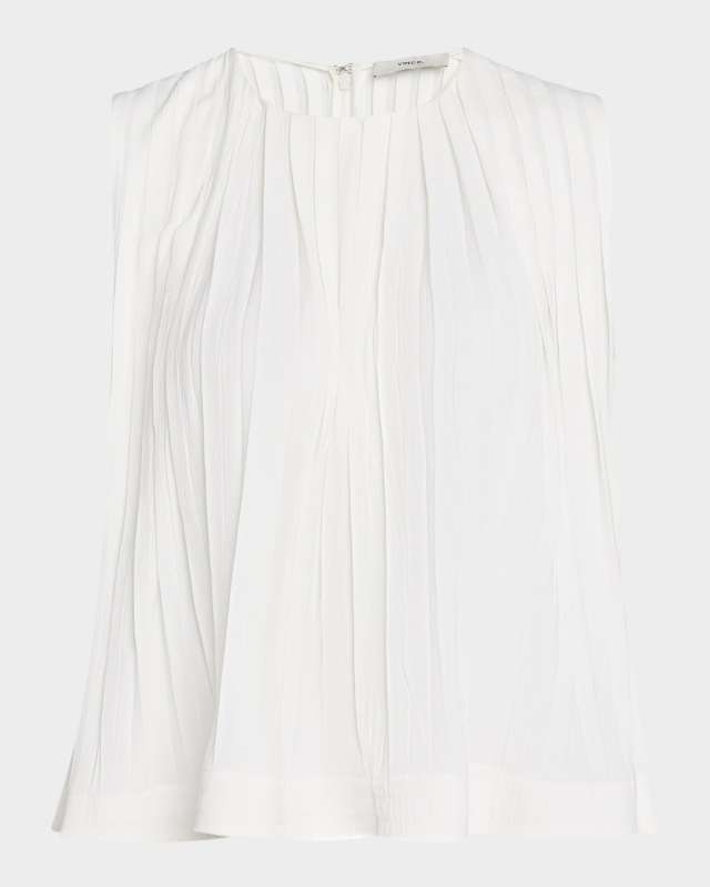 Sleeveless Pleated A-Line Top